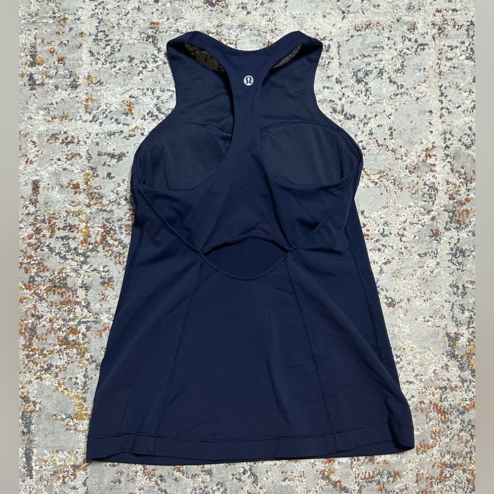 Lululemon In Training Tank Size 4 Navy Blue Racerback - Picture 4 of 13